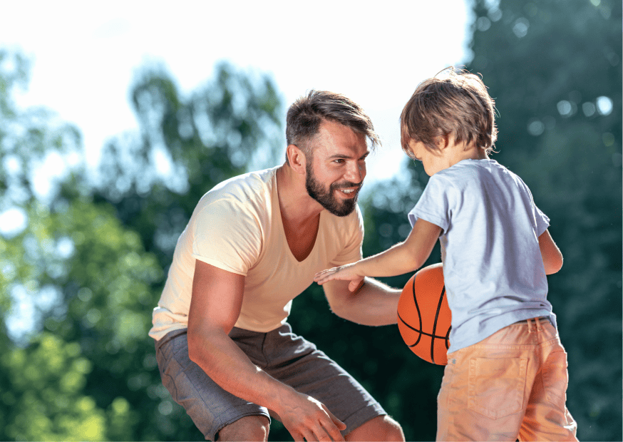 nanny in los angeles playing basketball with a child